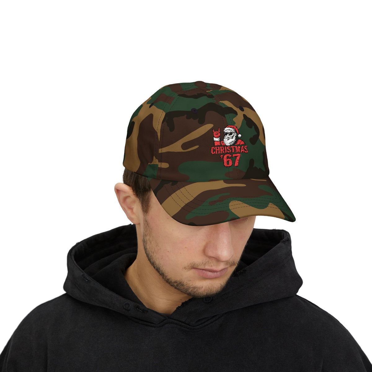 Christmas Cap — Retro Santa 'Christmas '67' Embroidered Holiday Hat