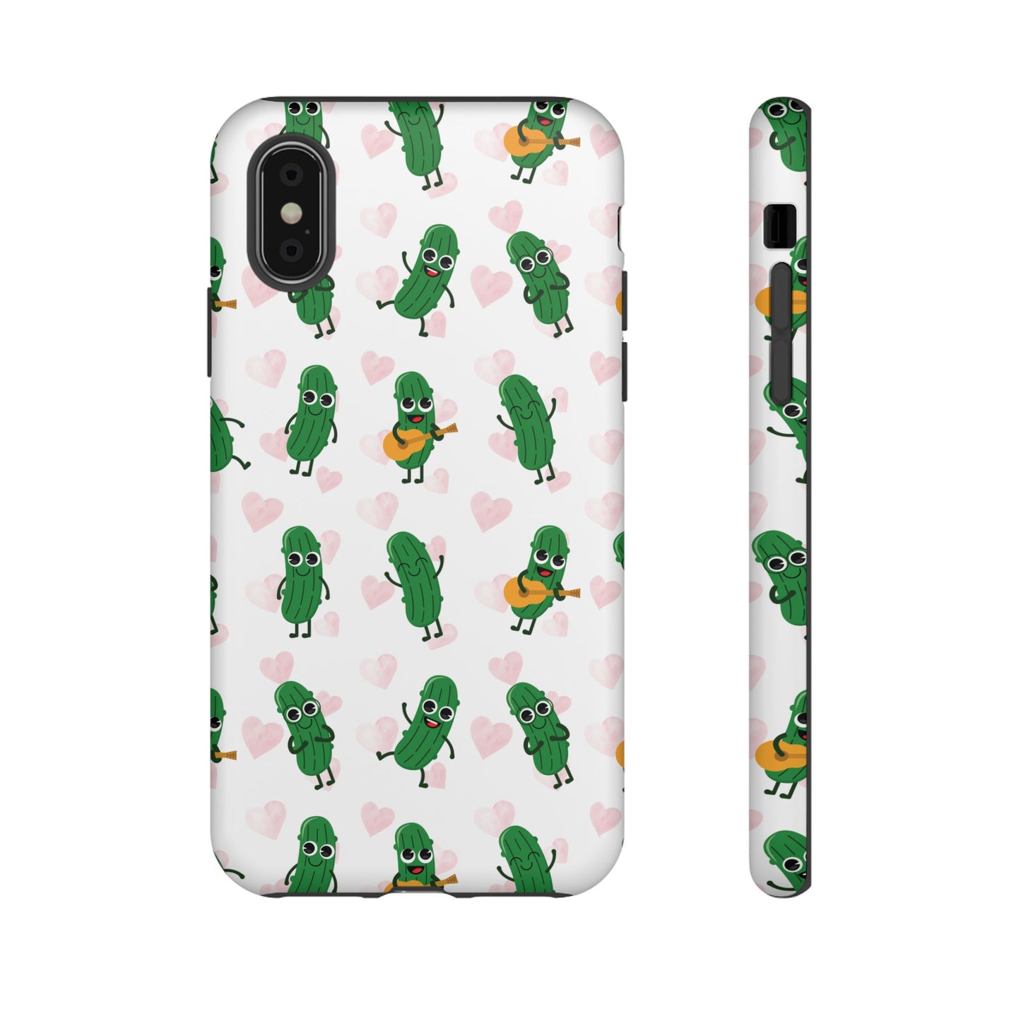 Pickle Pattern Phone Case — Cute Dancing Pickles with Hearts
