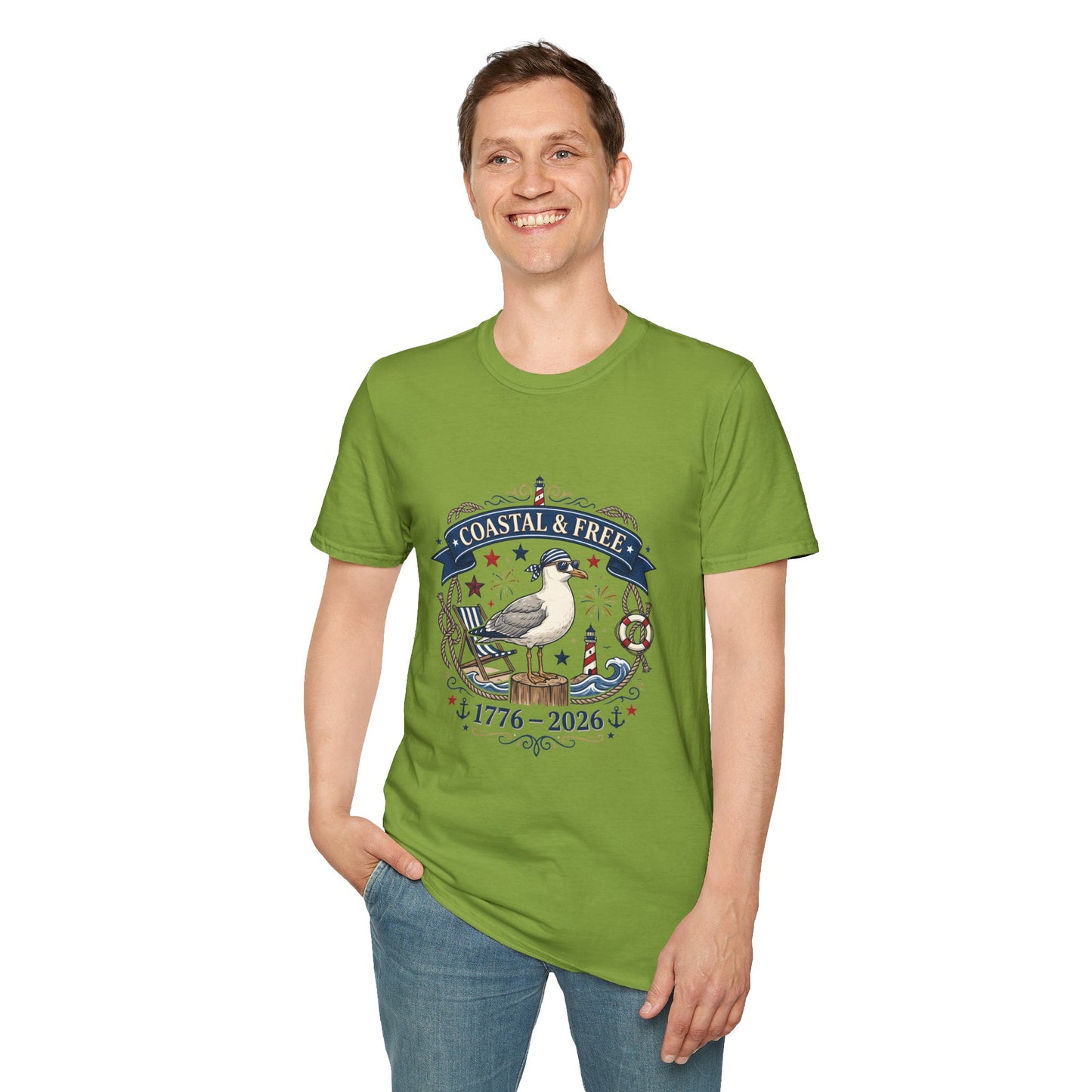 Coastal & Free Seagull T-Shirt — Patriotic 4th of July Tee