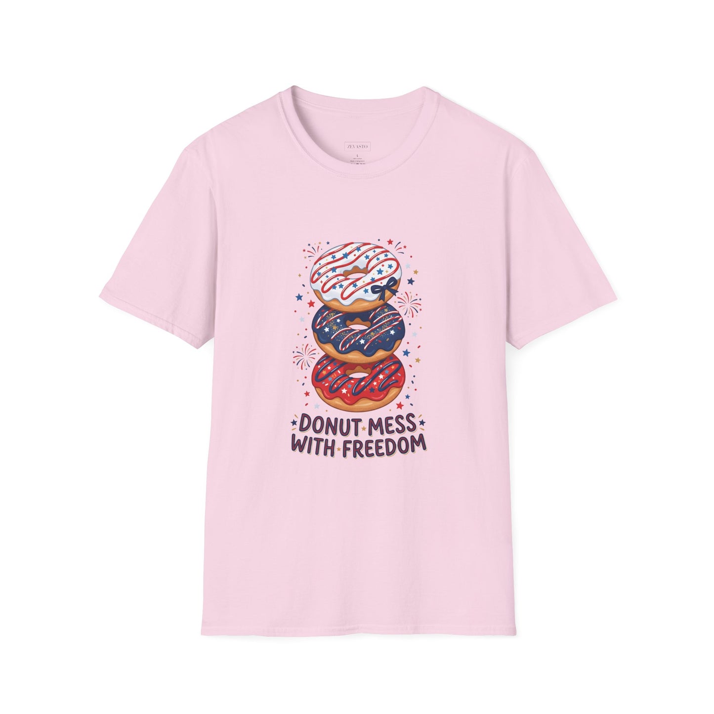 Donut Mess With Freedom T-Shirt — Patriotic Donut Stack 4th of July Tee