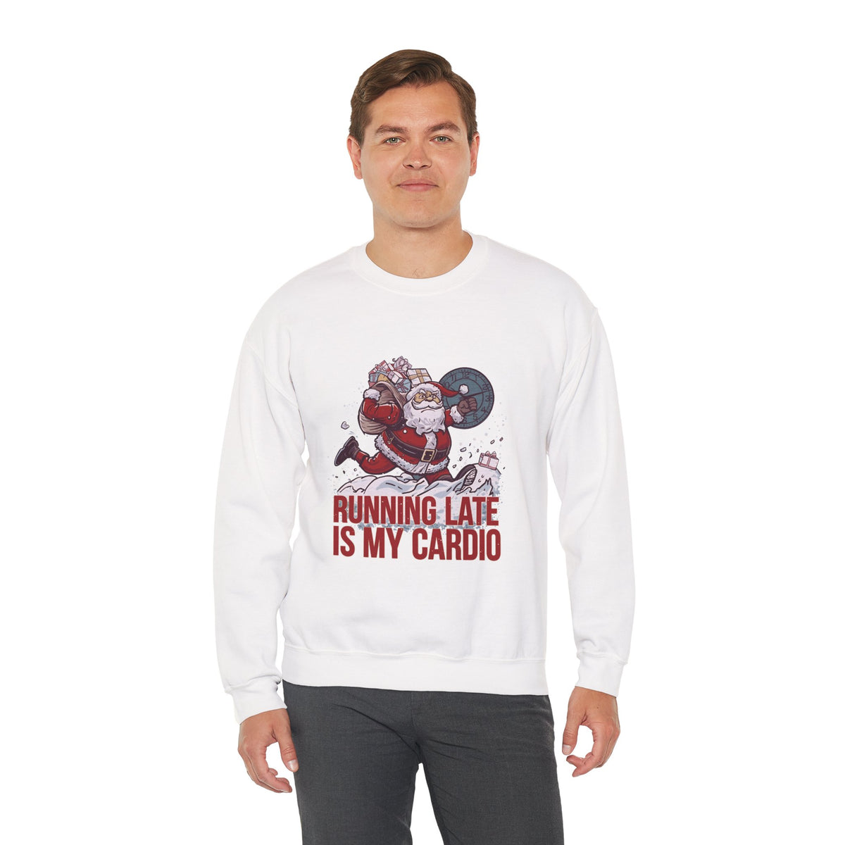 Santa Cardio Sweatshirt - Holiday Funny Gift, Christmas Apparel, Unisex Crewneck, Santa Workout