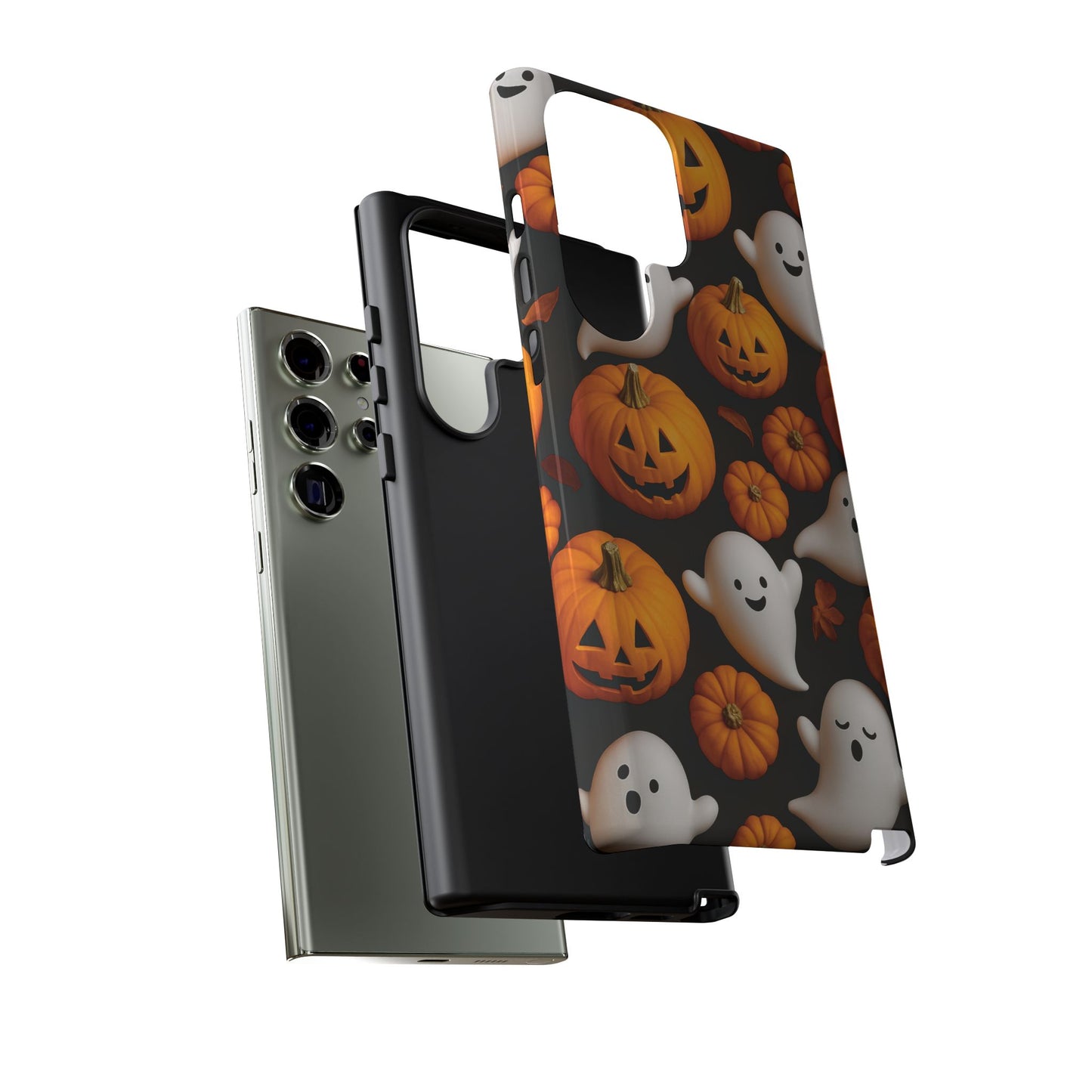 Halloween Phone Case, Spooky Ghosts and Pumpkins Design