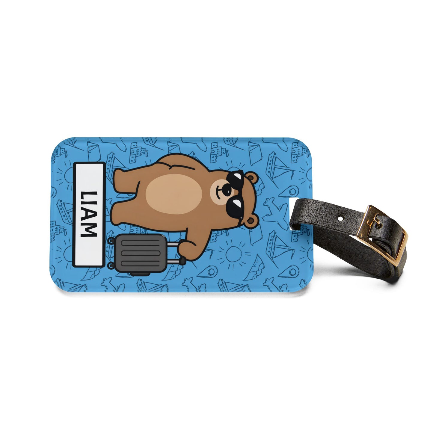 Personalized Bear Luggage Tag —  Travel Bag ID with Name