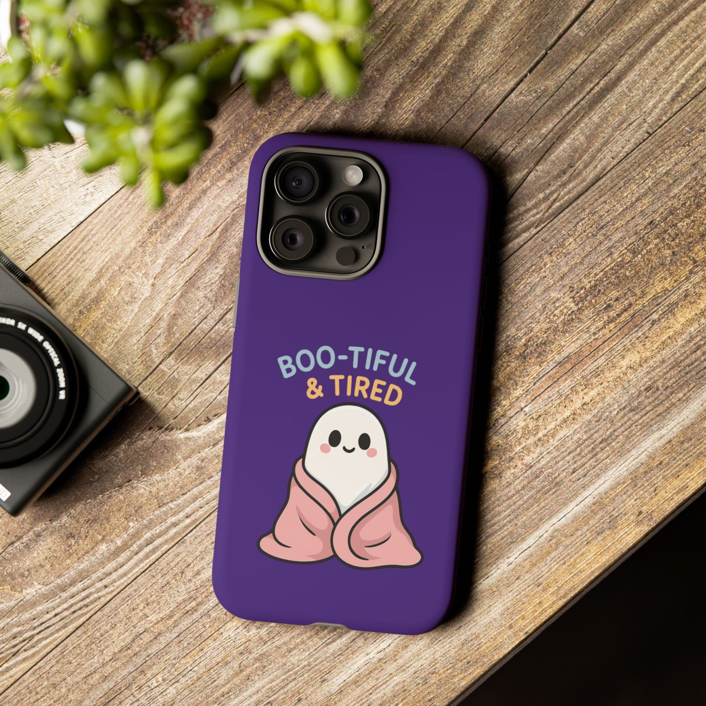 Boo-Tiful & Tired Phone Case, Halloween-Themed Design