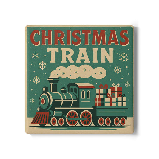 Vintage Christmas Ceramic Coaster – Vintage Holiday Train Drinkware