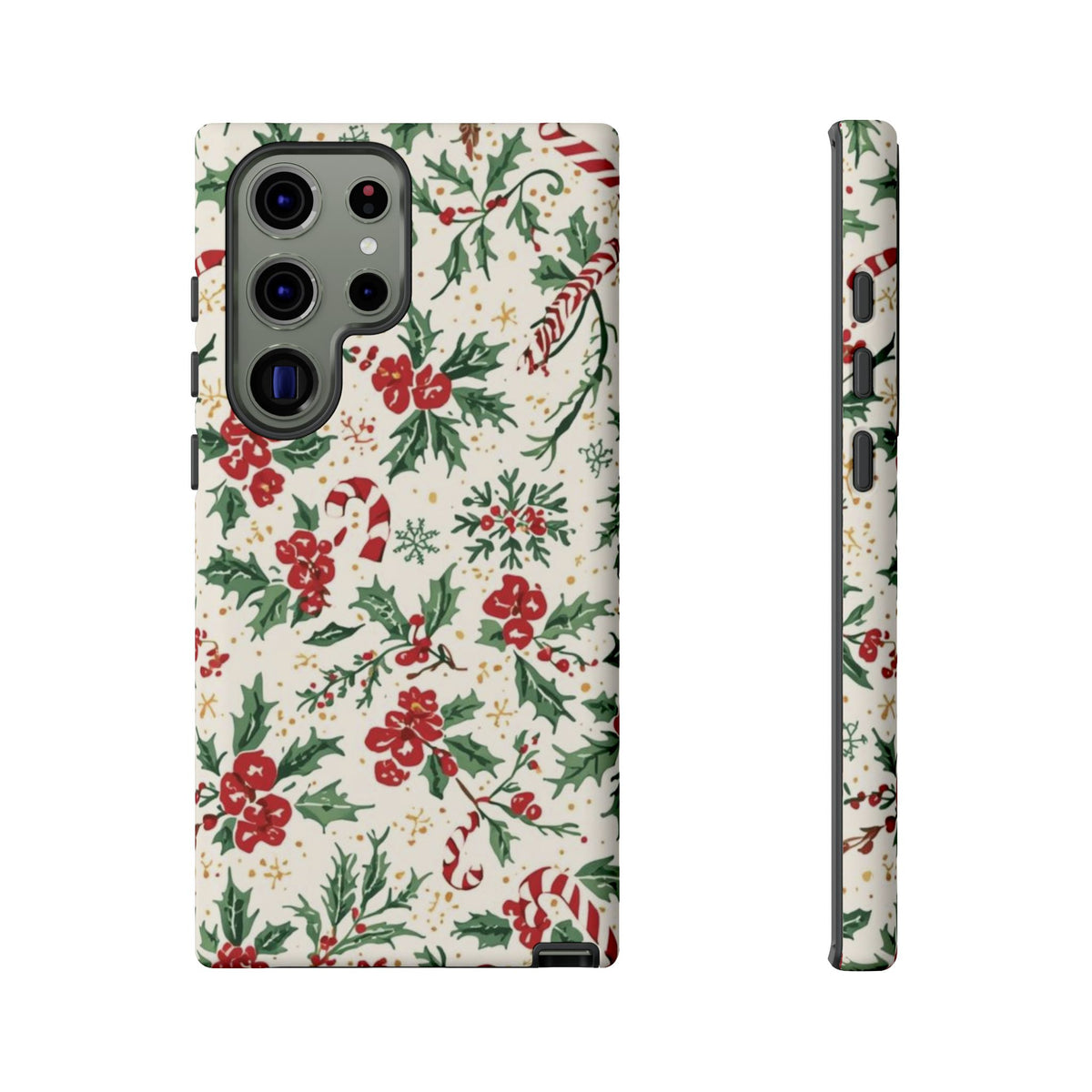 Christmas Themed Phone Case, Festive Floral Dual Layer Phone Case for Iphone & Samsung