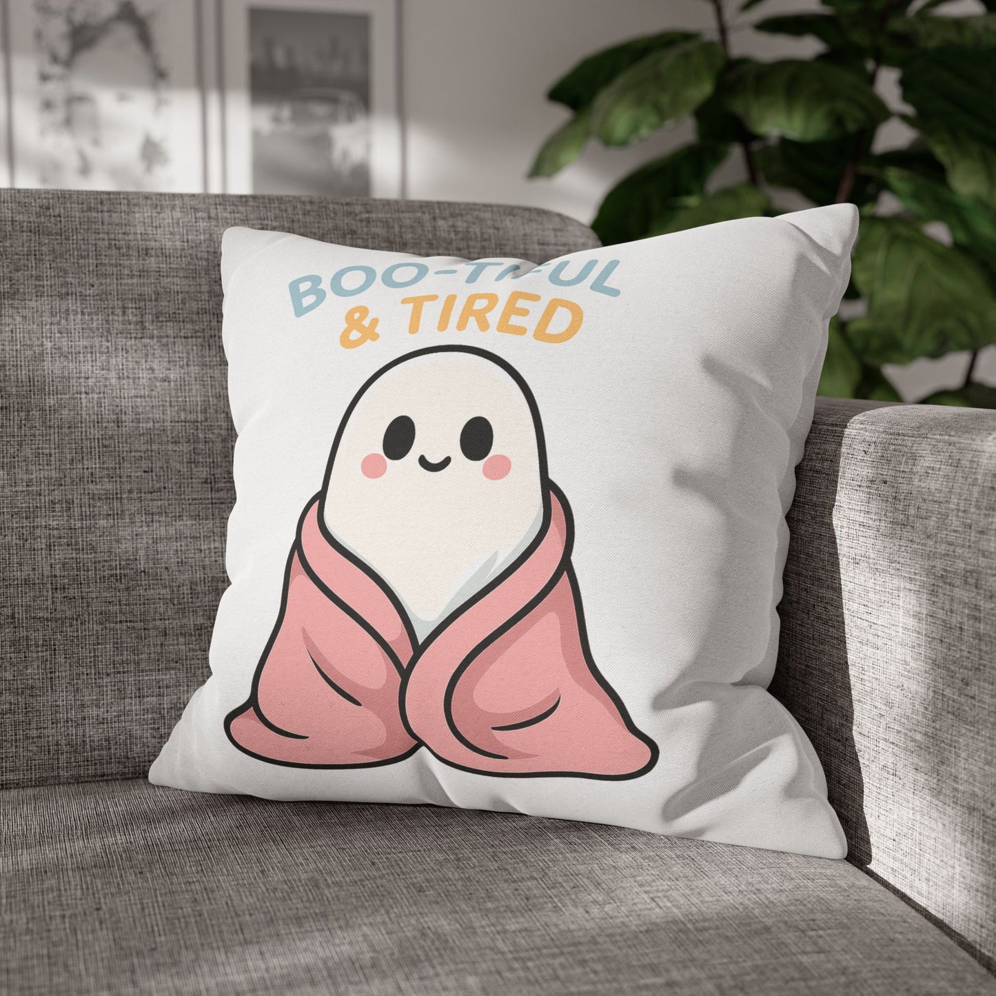 Boo-tiful & Tired Ghost Pillowcase, Halloween Home Decor