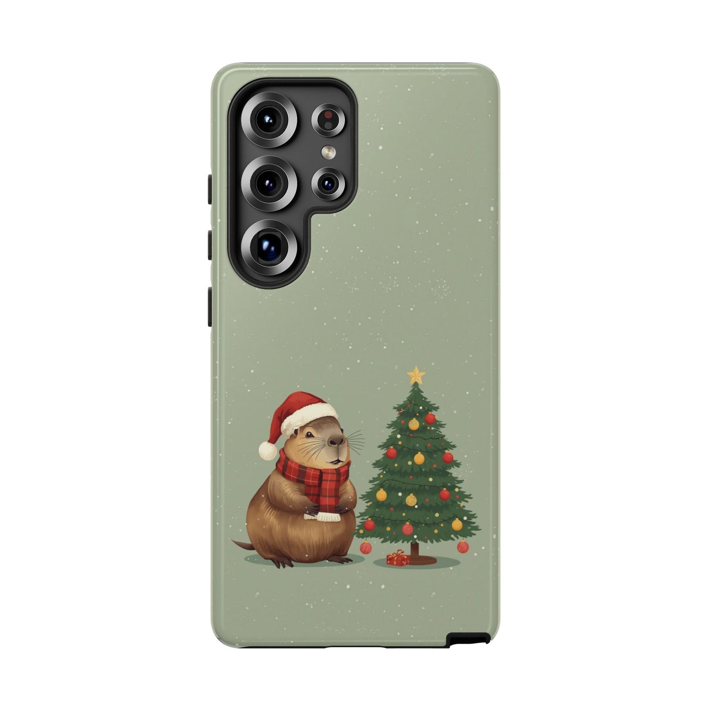 Christmas Phone Case with Capybara Design, Dual Layer Protective Case for Iphone 17, 16, 15, 14, 13 & Samsung
