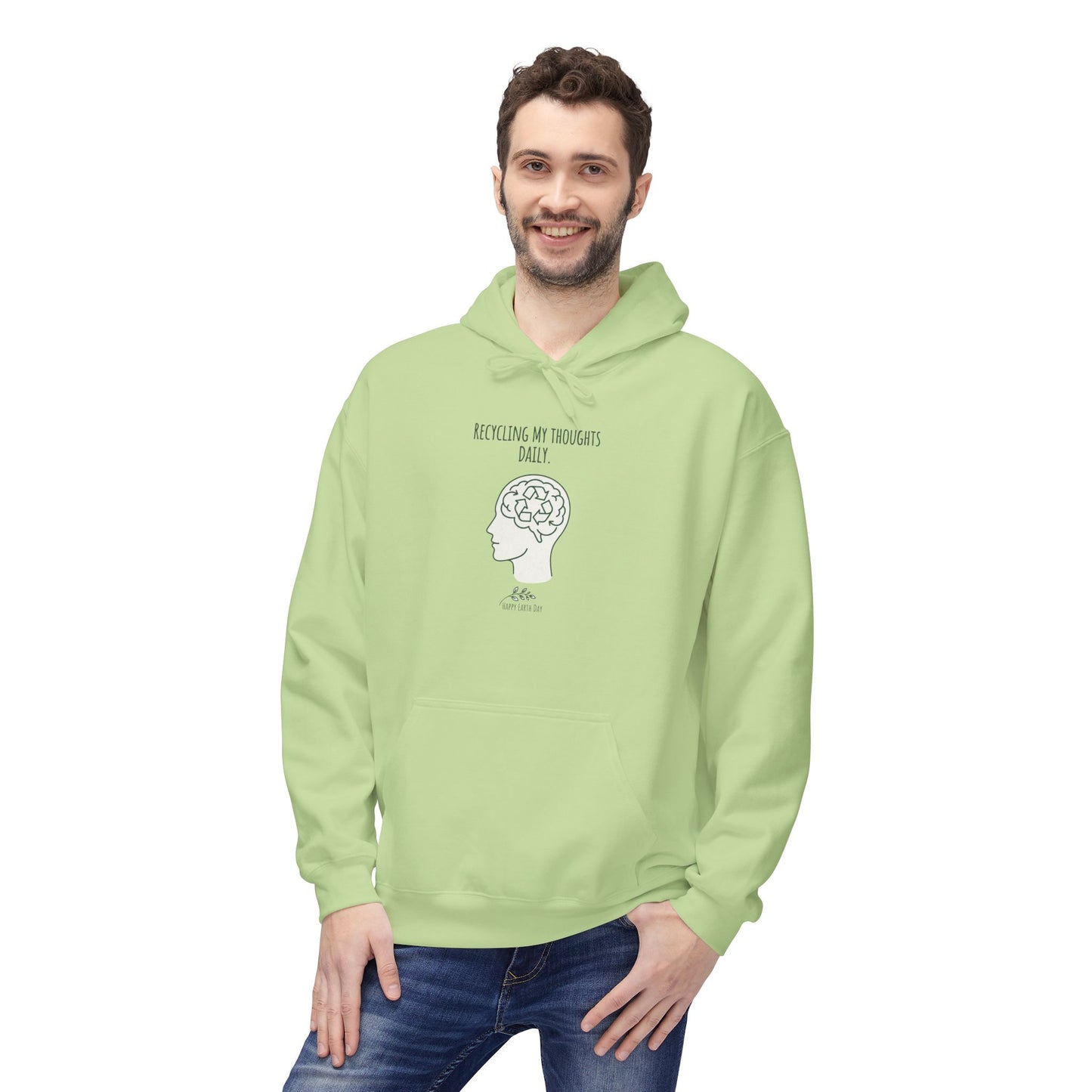 Recycling My Thoughts Daily Hoodie – Earth Day Mental Health Sweatshirt | Eco Mindfulness Unisex Hoodie | Minimal Green Aesthetic