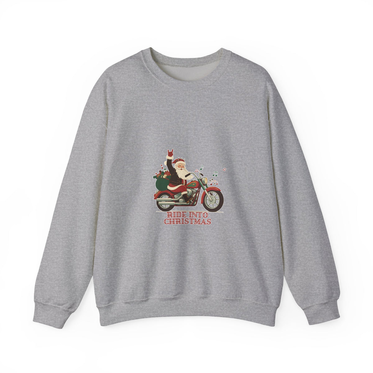 Christmas Motorcycle Sweatshirt - "Ride Into Christmas" Santa Biker Holiday Crewneck