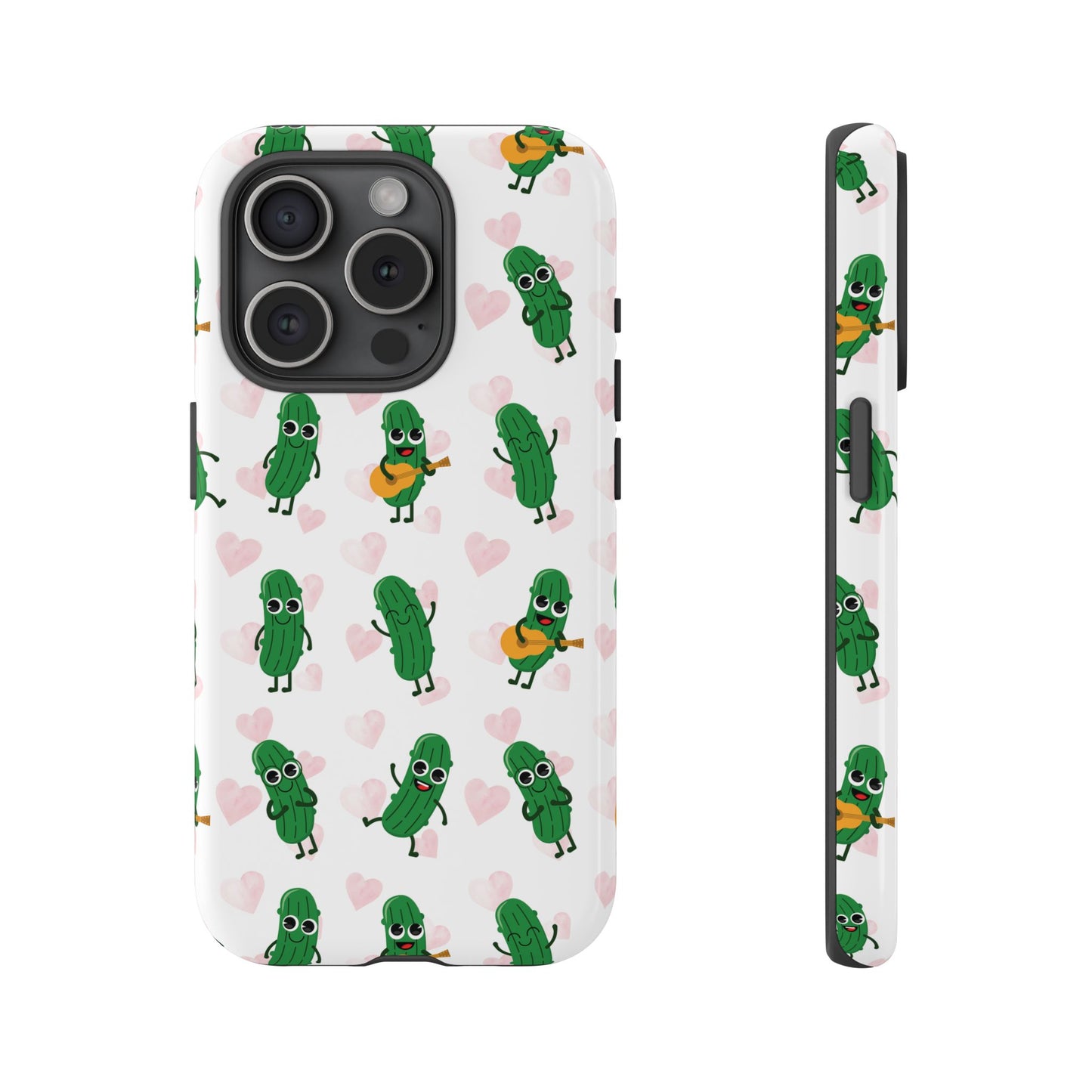 Pickle Pattern Phone Case — Cute Dancing Pickles with Hearts