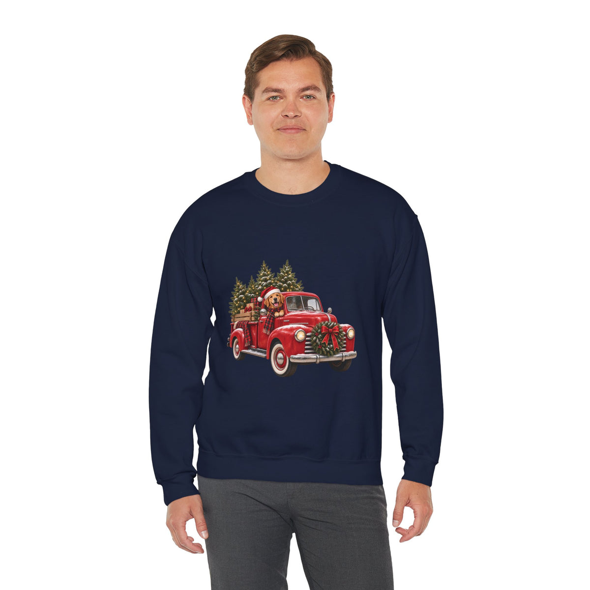 Vintage Red Truck Christmas Sweatshirt, Unisex Sweatshirt