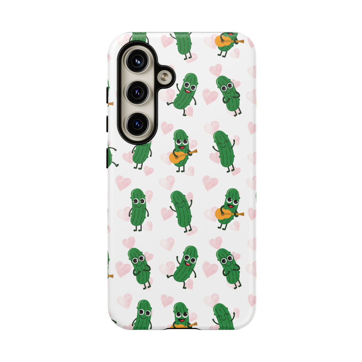 Pickle Pattern Phone Case — Cute Dancing Pickles with Hearts