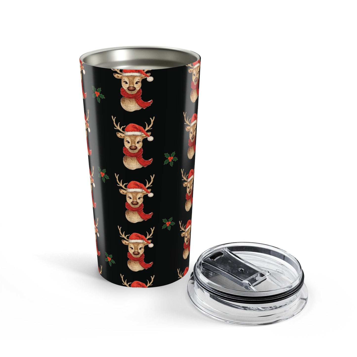 Christmas Reindeer Tumbler, 20oz Holiday Drinkware, Cute Gift for Her, Festive Travel Cup, Winter Beverage Flask