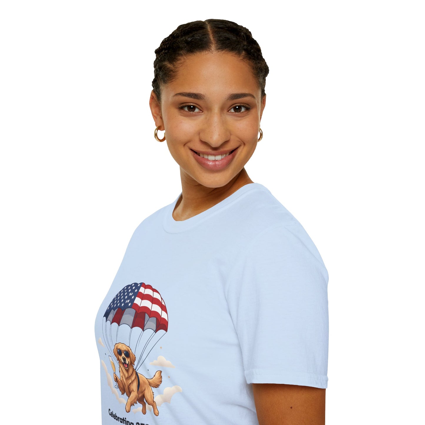 Patriotic Golden Retriever T-Shirt — "Celebrating 250 Years"