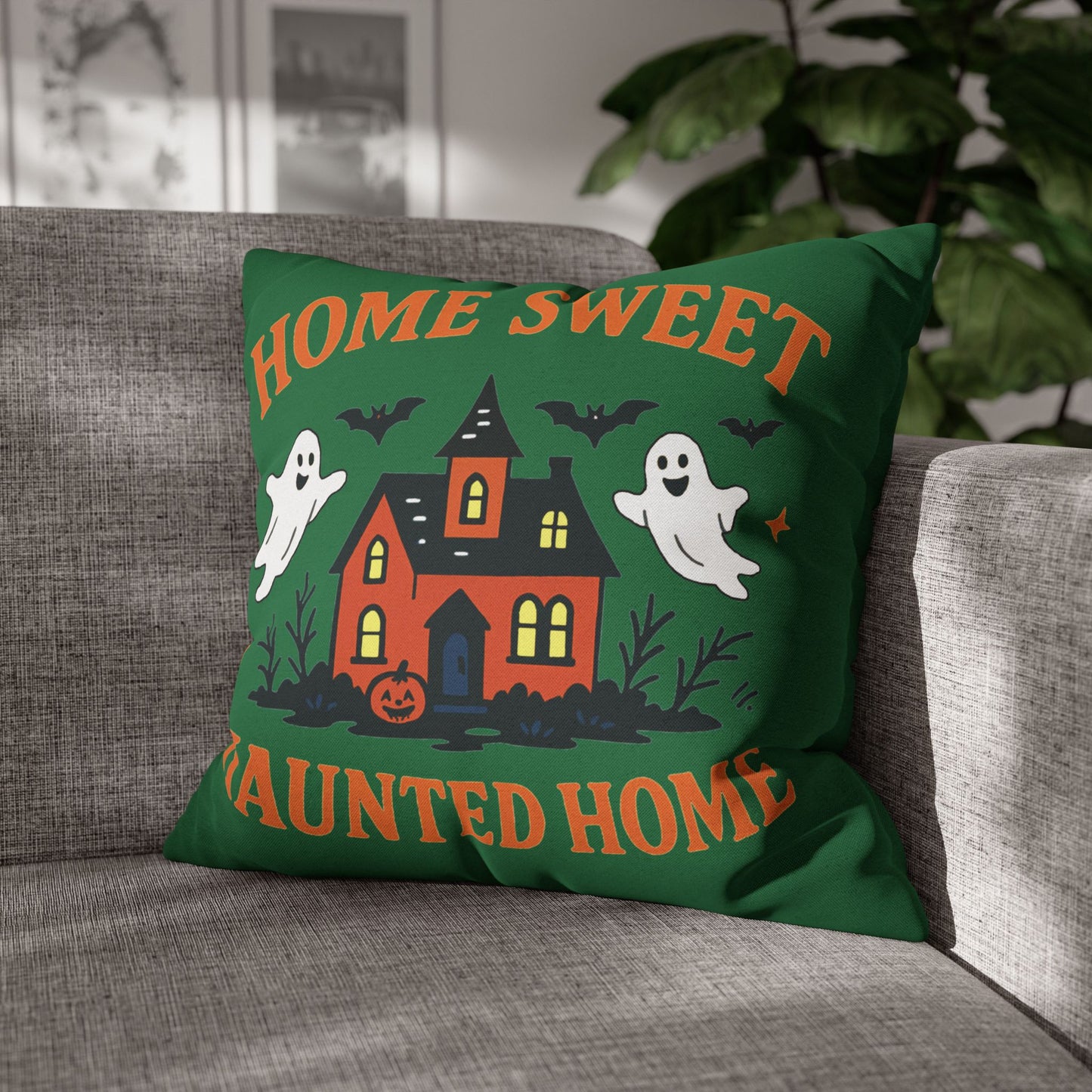 Halloween-Themed Decorative Pillowcase, Haunted Home Accent