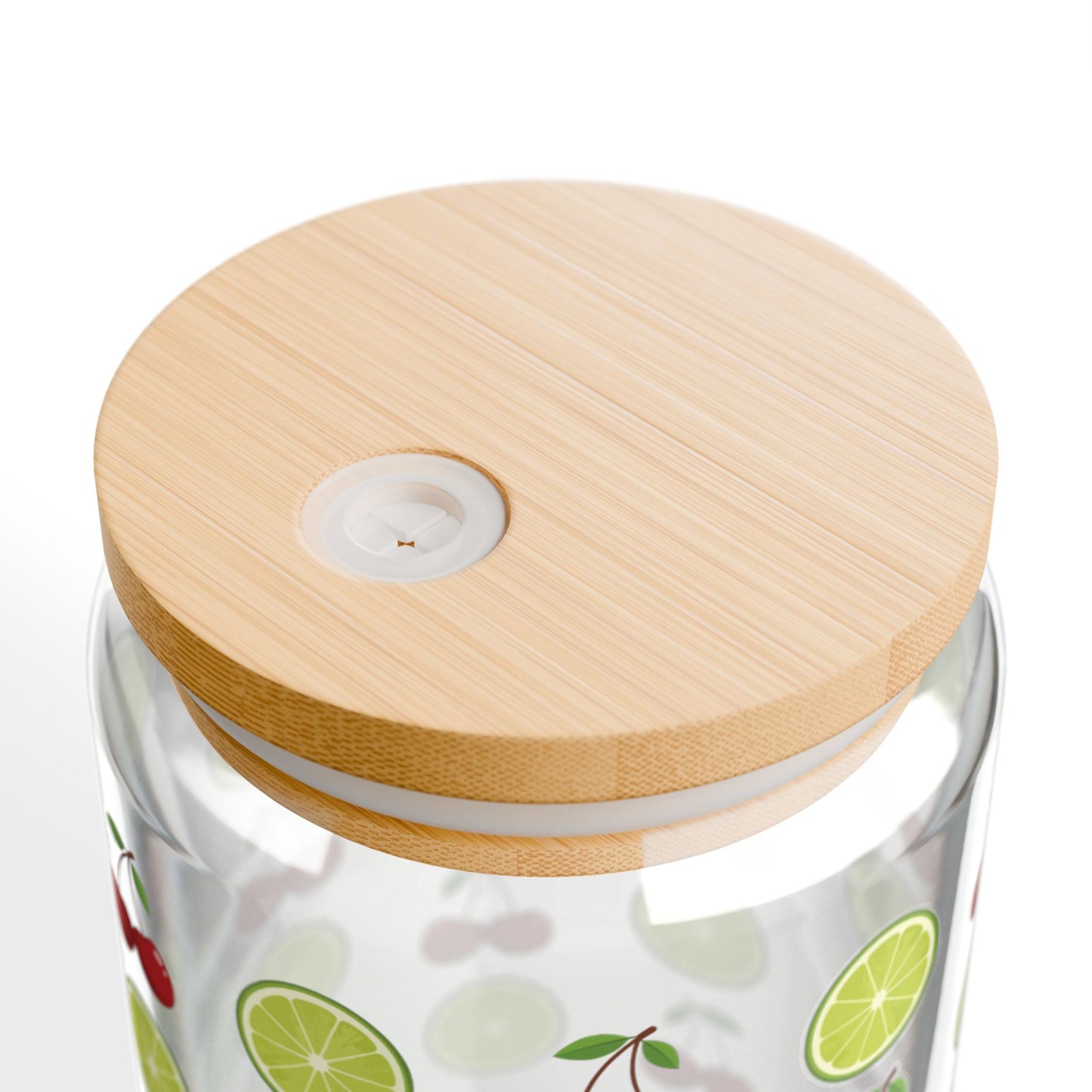 Personalized Cherry Lime Sipper Glass — 16oz Fruit Patterned Straw Cup, Custom Name Tumbler