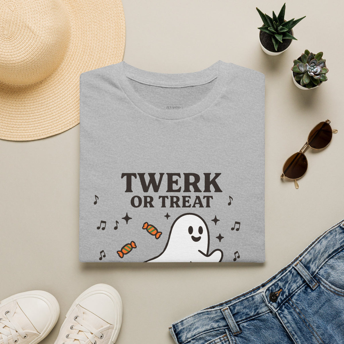 Whimsical Halloween T-Shirt for Adults, Fun Ghost Tee, Twerk or Treat Shirt, Unisex Costume Top, Spooky Celebration Apparel