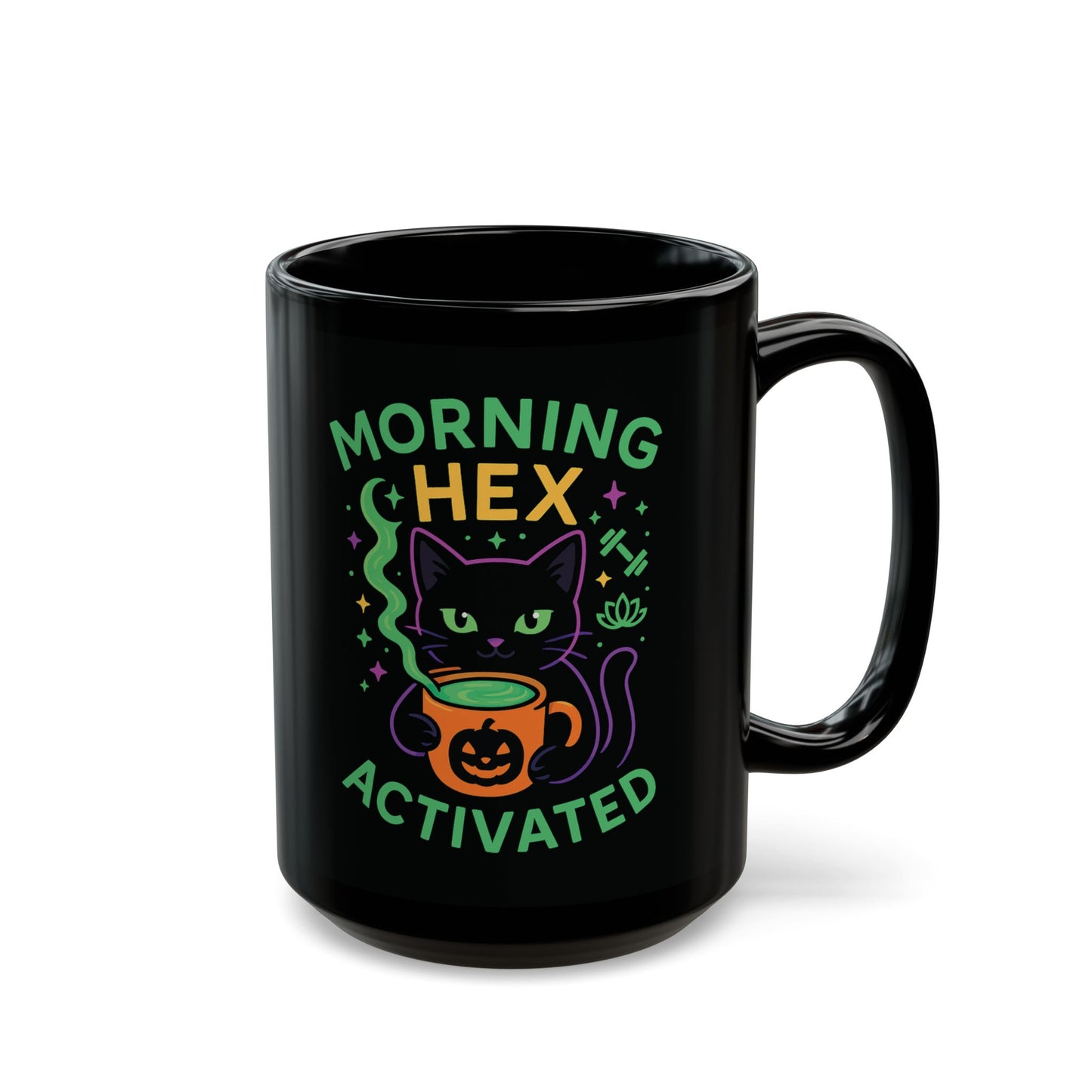 Cat-Themed Mug - Morning Hex Activated, Halloween Decor
