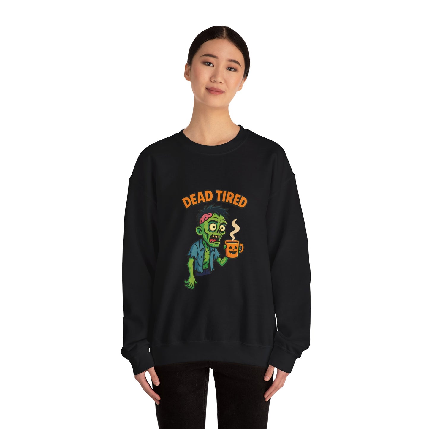 Dead Tired Zombie Sweatshirt, Funny Halloween Crewneck, Spooky Season Apparel