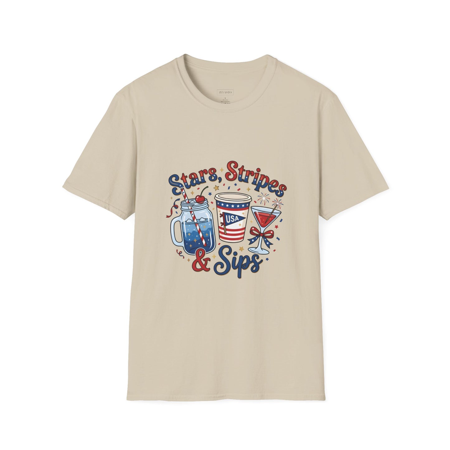 Patriotic "Stars, Stripes & Sips" T-Shirt