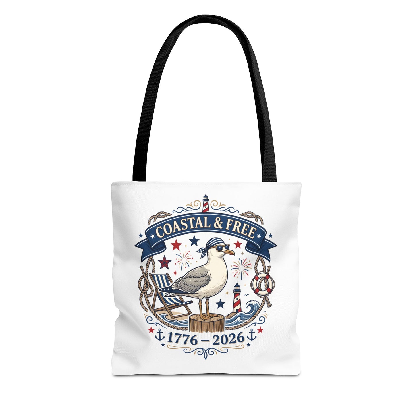 Coastal & Free Seagull Tote Bag — Patriotic 4th of July Beach Tote