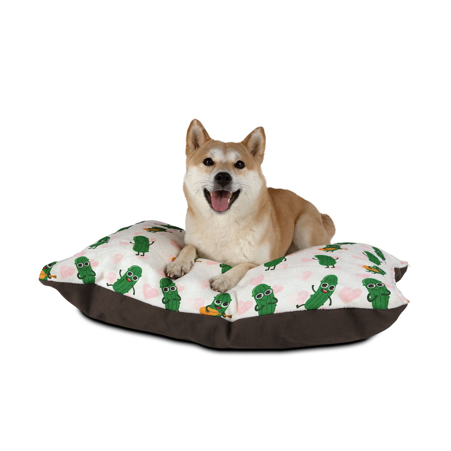 Pickle Pals Pet Bed — Cute Dancing Pickles with Hearts Dog & Cat Cushion