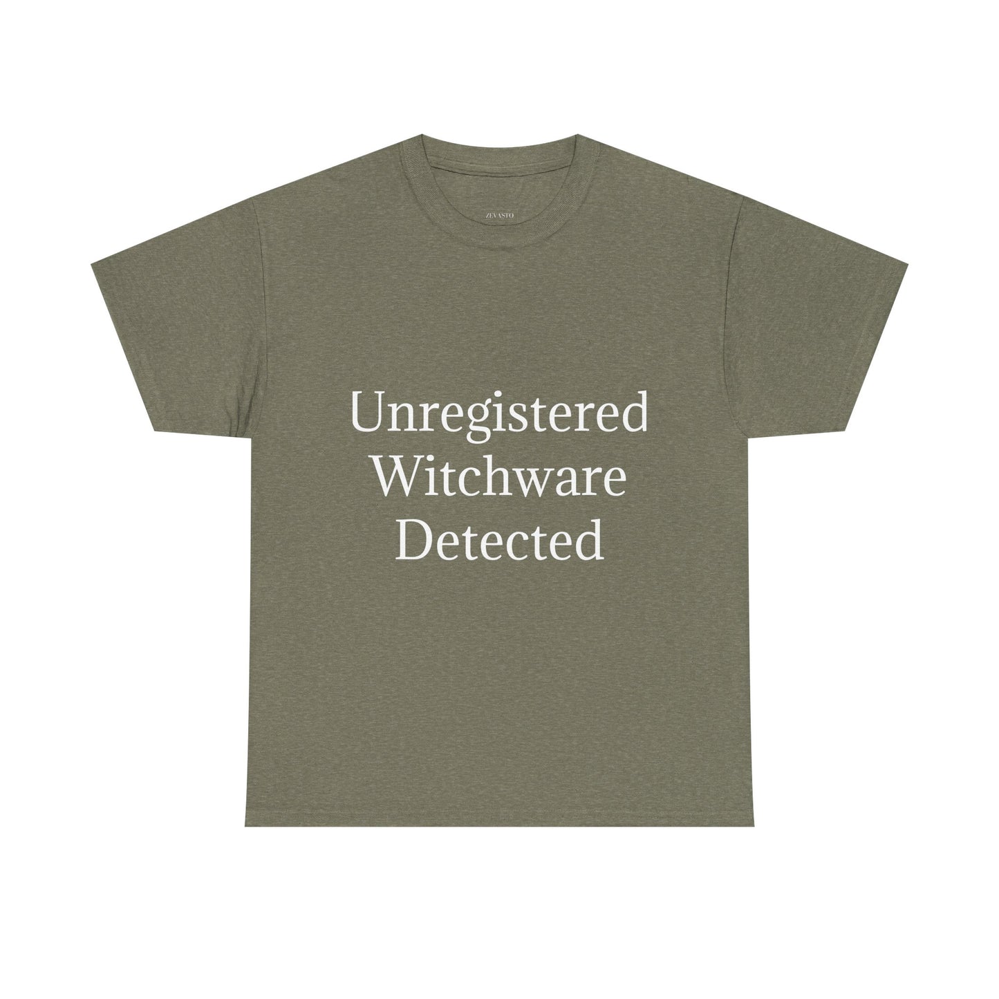 Unisex Heavy Cotton Tee - Unregistered Witchware Detected, Witchy Apparel, Halloween Tee