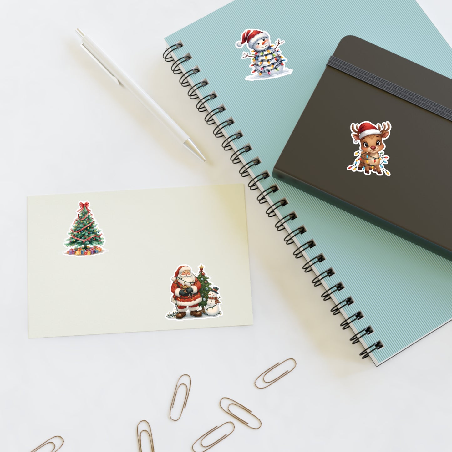 Christmas Sticker Sheet — Santa, Reindeer, Snowman & Tree Holiday Stickers