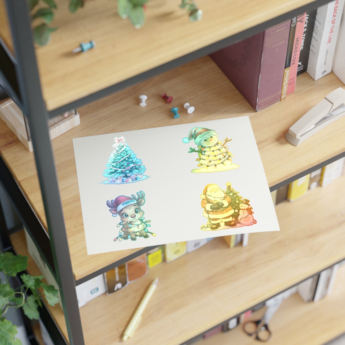 Christmas Sticker Sheet — Santa, Reindeer, Snowman & Tree Holiday Stickers
