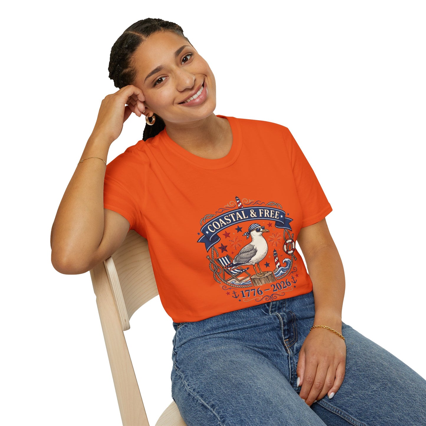 Coastal & Free Seagull T-Shirt — Patriotic 4th of July Tee