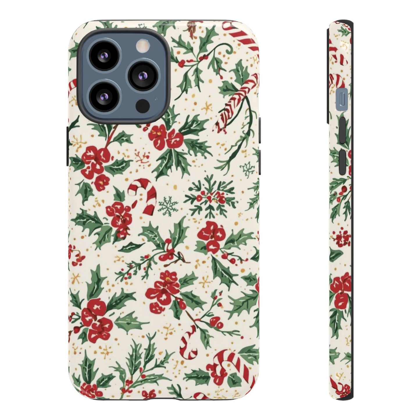 Christmas Themed Phone Case, Festive Floral Dual Layer Phone Case for Iphone 17, 16, 15, 14, 13, 12, 11 & Samsung