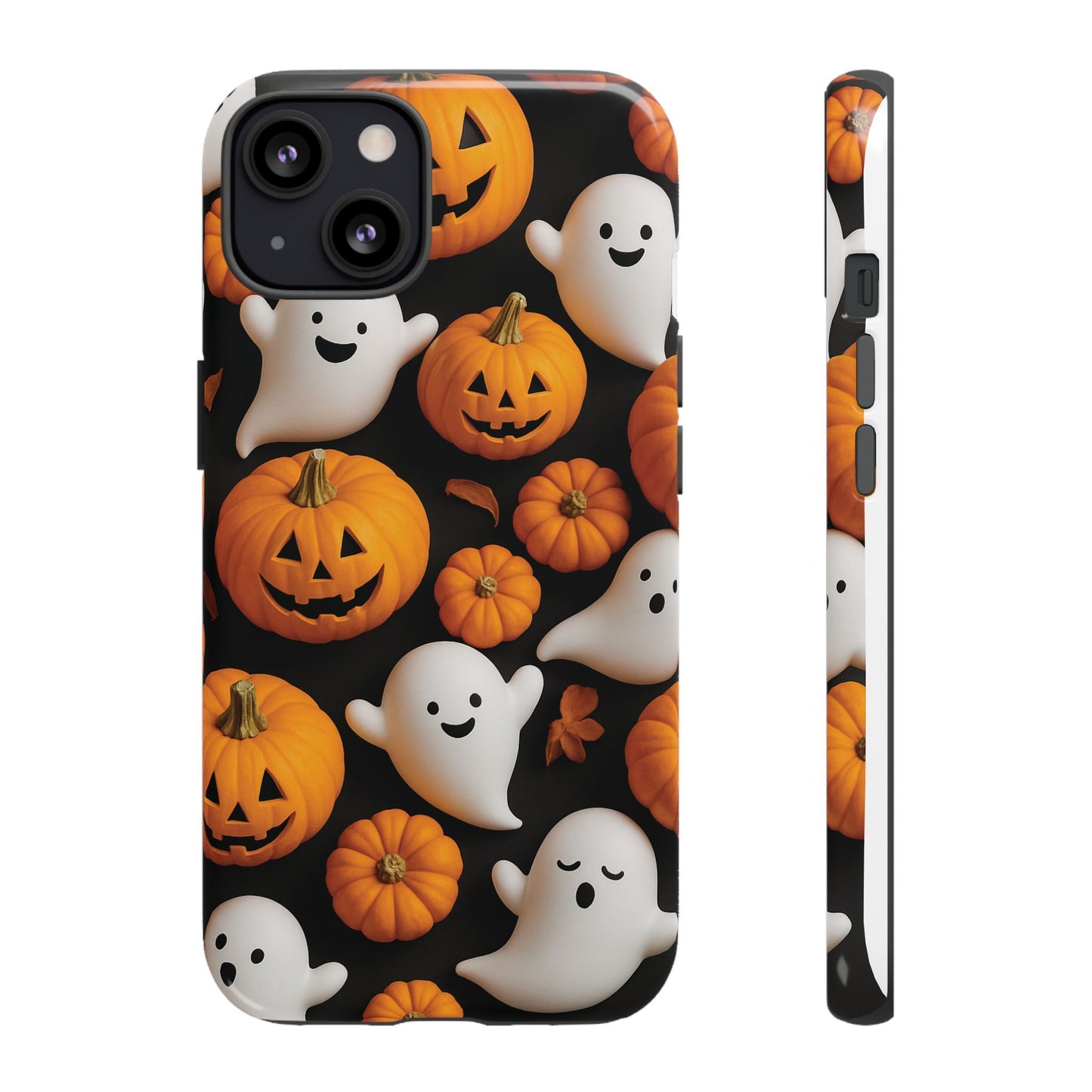 Halloween Phone Case, Spooky Ghosts and Pumpkins Design