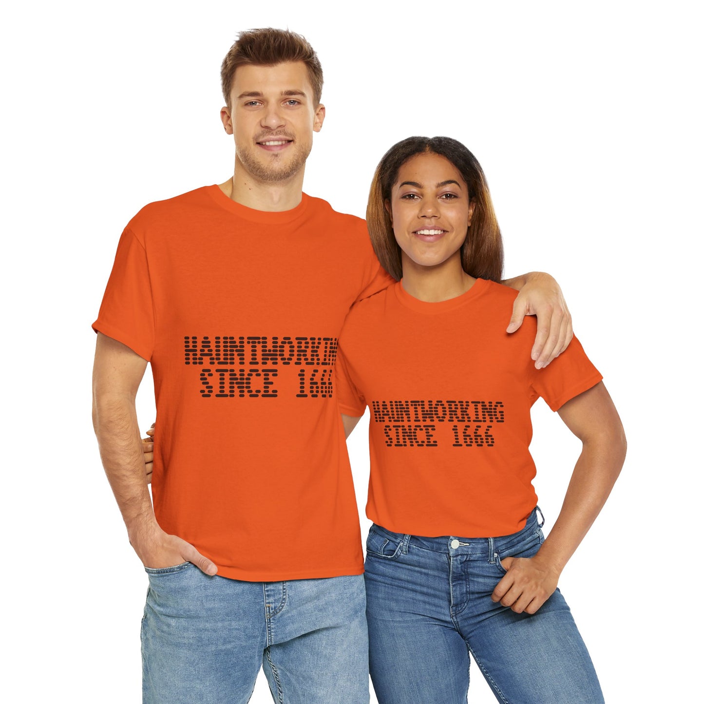 Hauntworking Since 1666-Cotton Tee, Halloween-Themed Tshirt