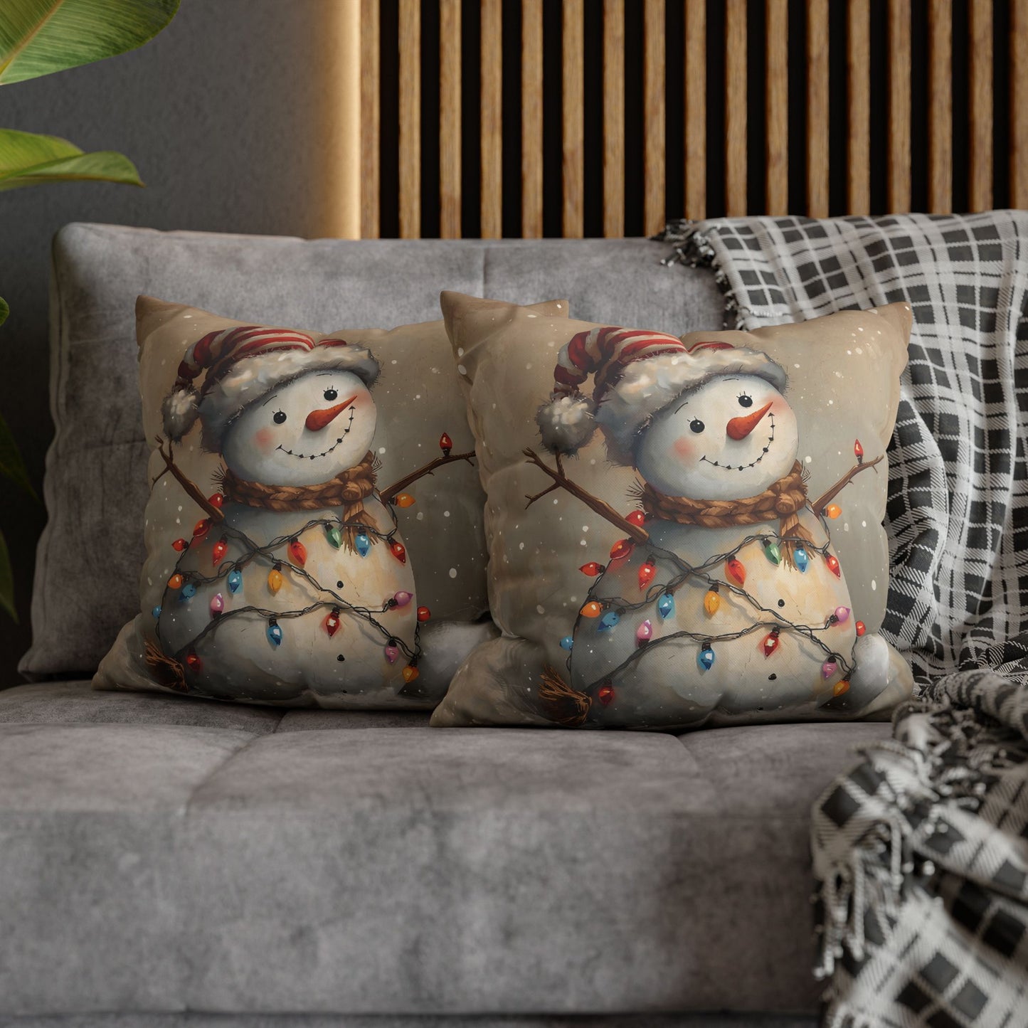 Festive Snowman Throw Pillowcase — Vintage Christmas Decorative Cushion Cover