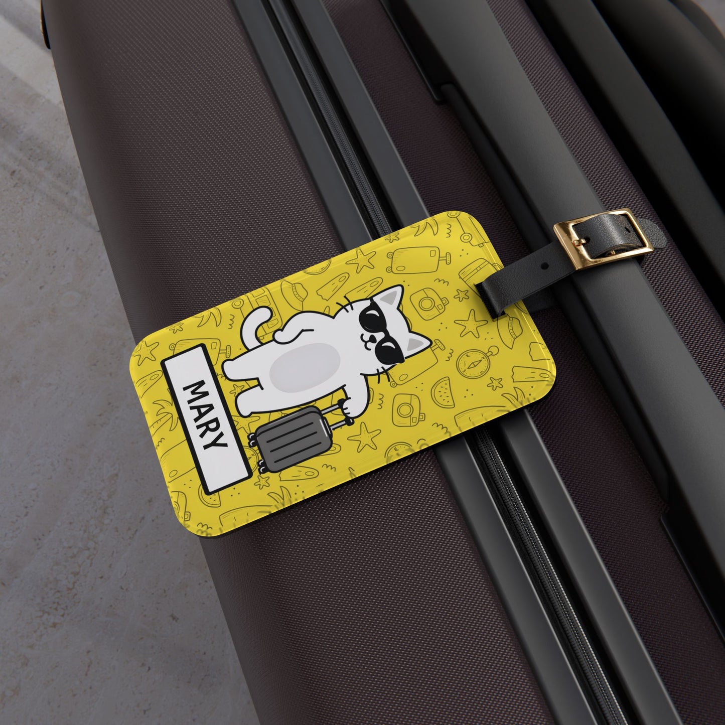 Personalized Cat Traveler Luggage Tag — Custom Name Travel Tag