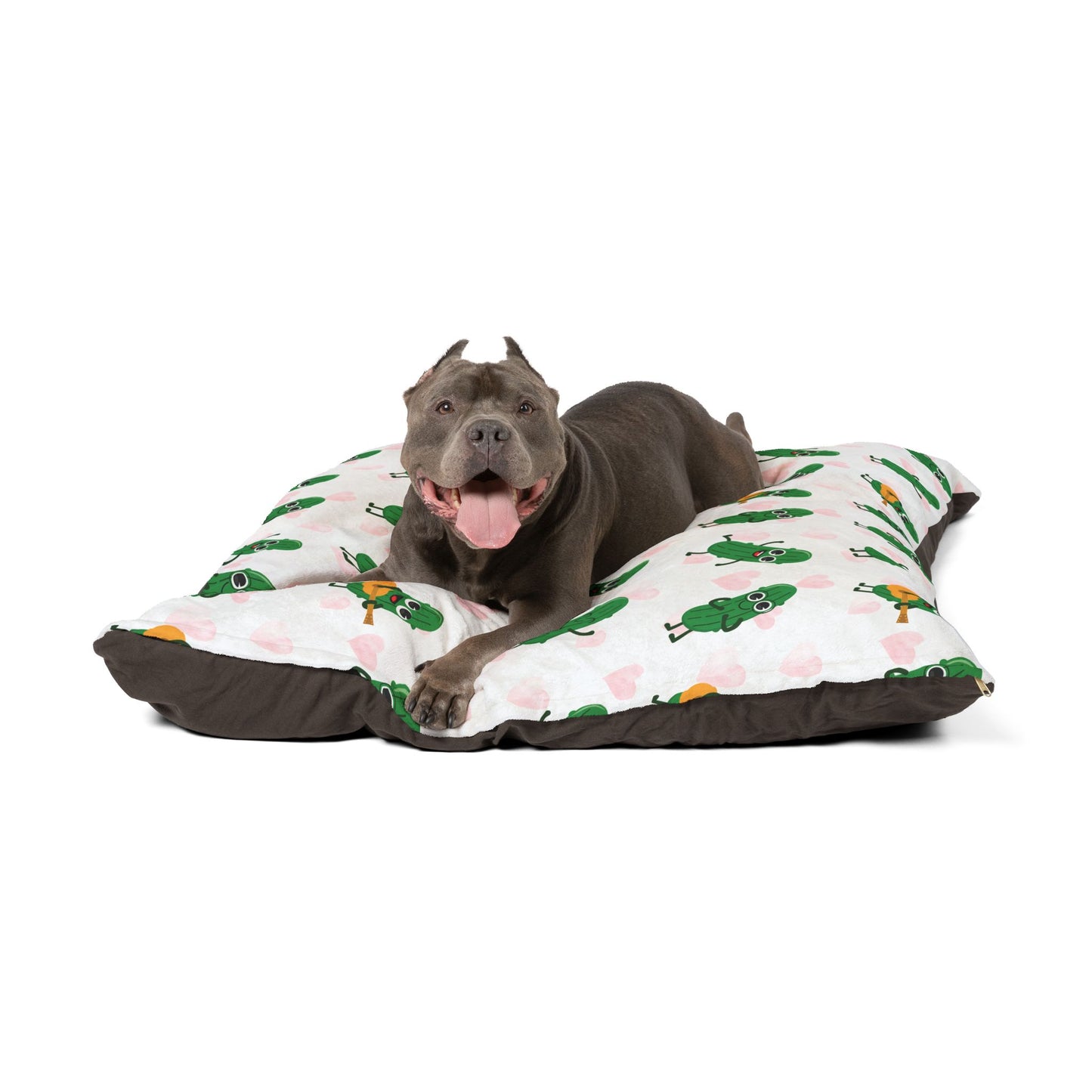 Pickle Pals Pet Bed — Cute Dancing Pickles with Hearts Dog & Cat Cushion