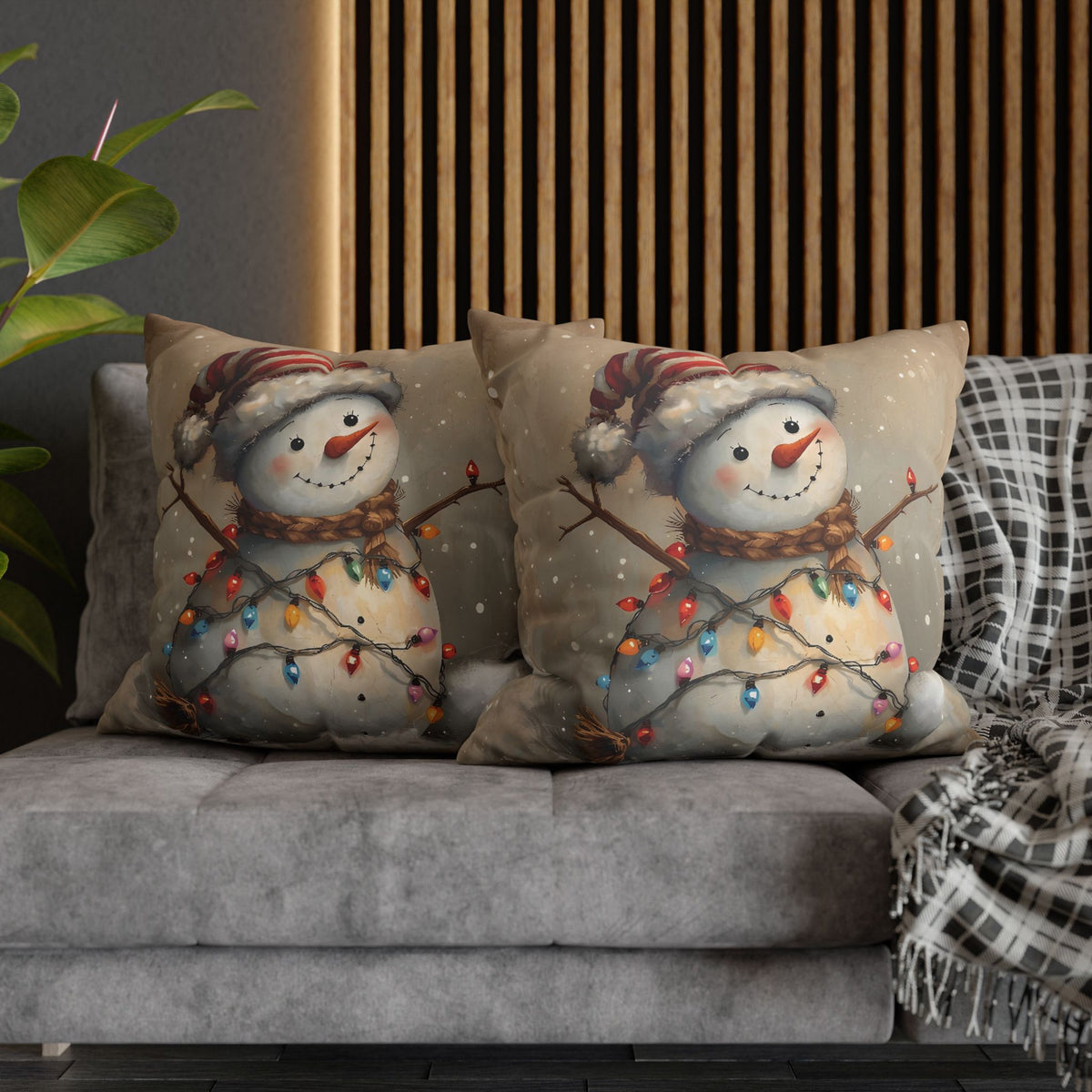 Festive Snowman Throw Pillowcase — Vintage Christmas Decorative Cushion Cover