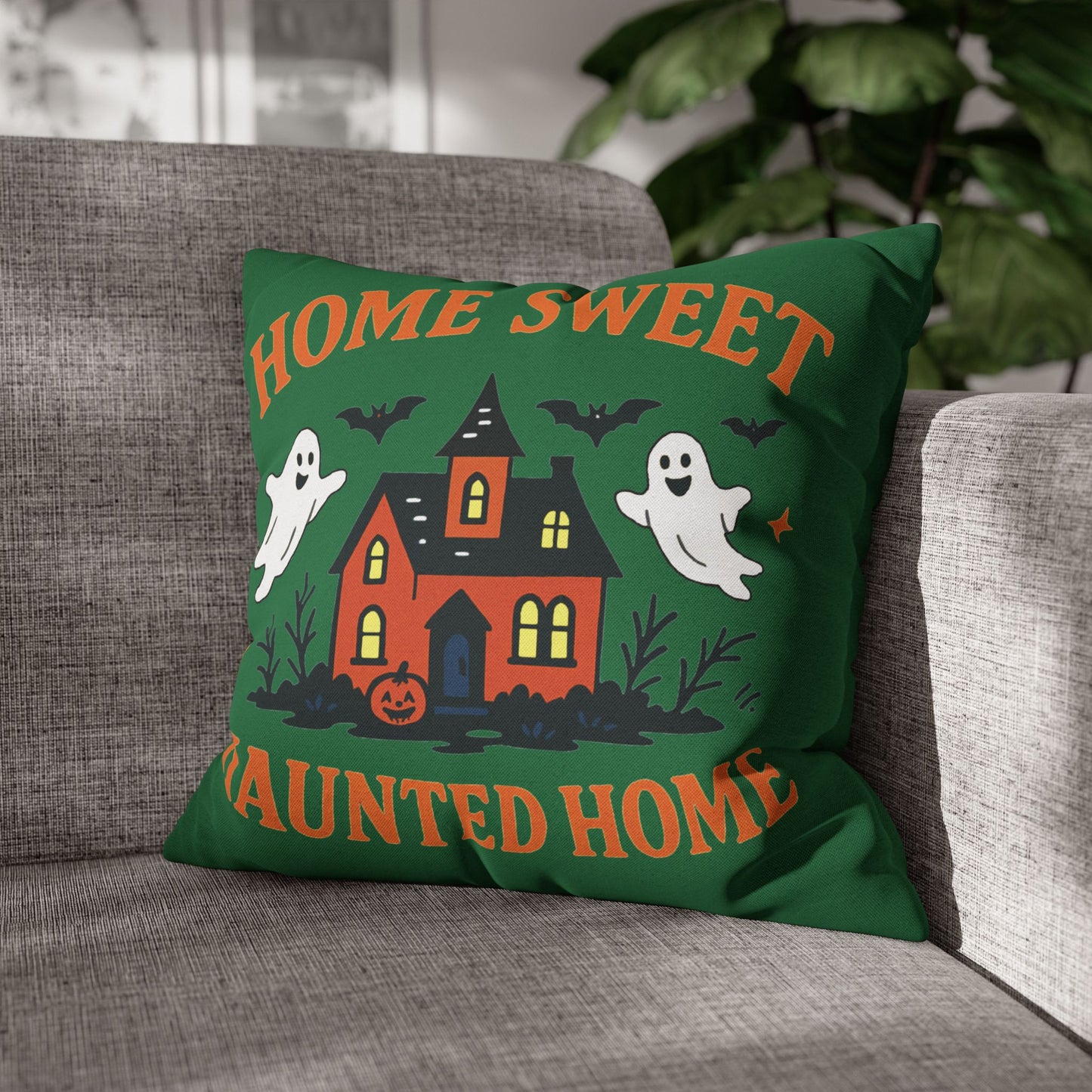 Halloween-Themed Decorative Pillowcase, Haunted Home Accent