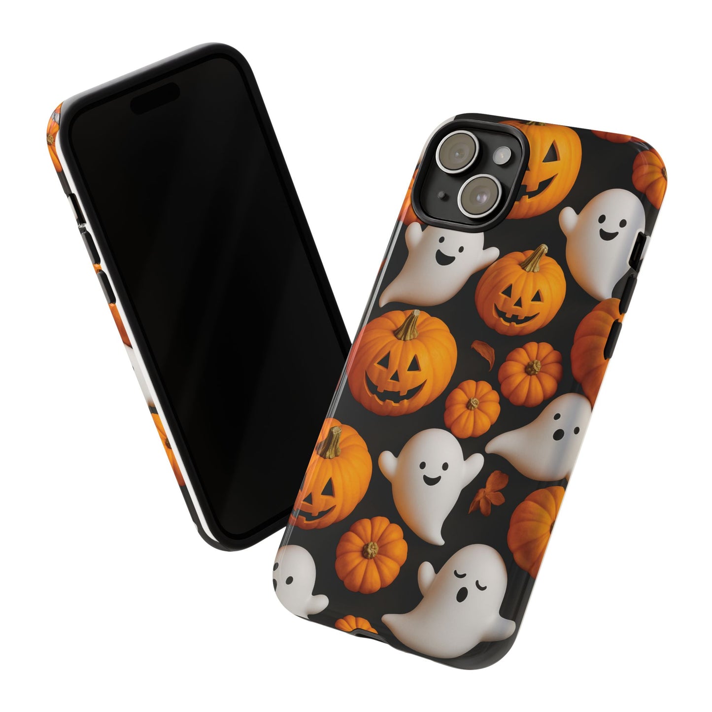 Halloween Phone Case, Spooky Ghosts and Pumpkins Design