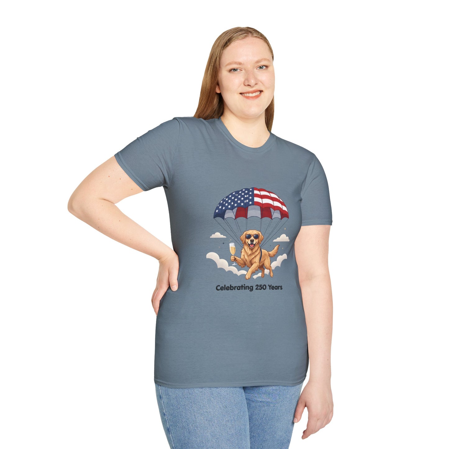 Patriotic Golden Retriever T-Shirt — "Celebrating 250 Years"