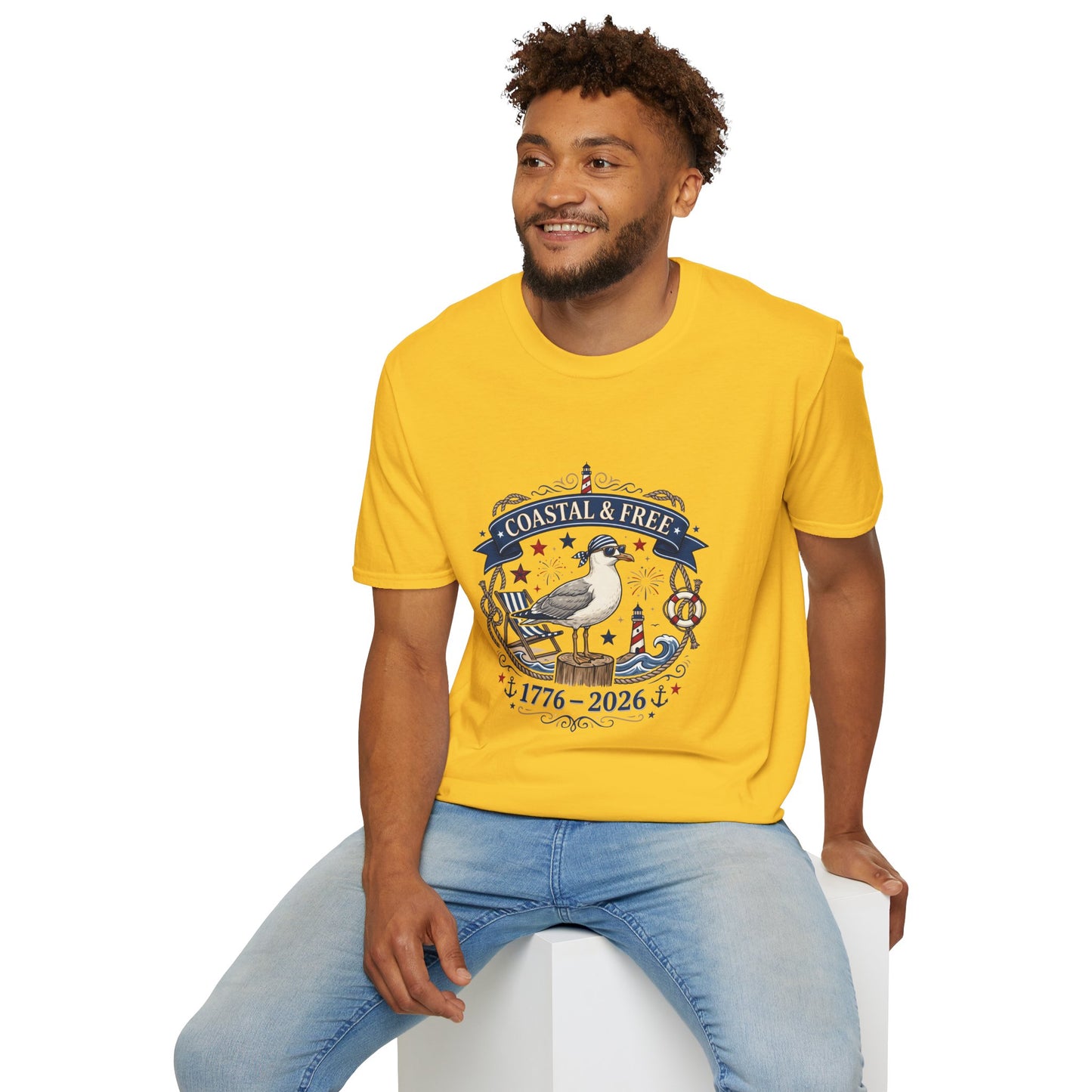 Coastal & Free Seagull T-Shirt — Patriotic 4th of July Tee