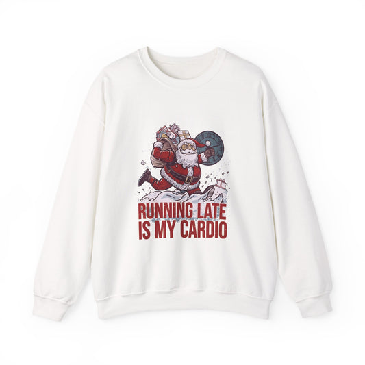 Santa Cardio Sweatshirt - Holiday Funny Gift, Christmas Apparel, Unisex Crewneck, Santa Workout