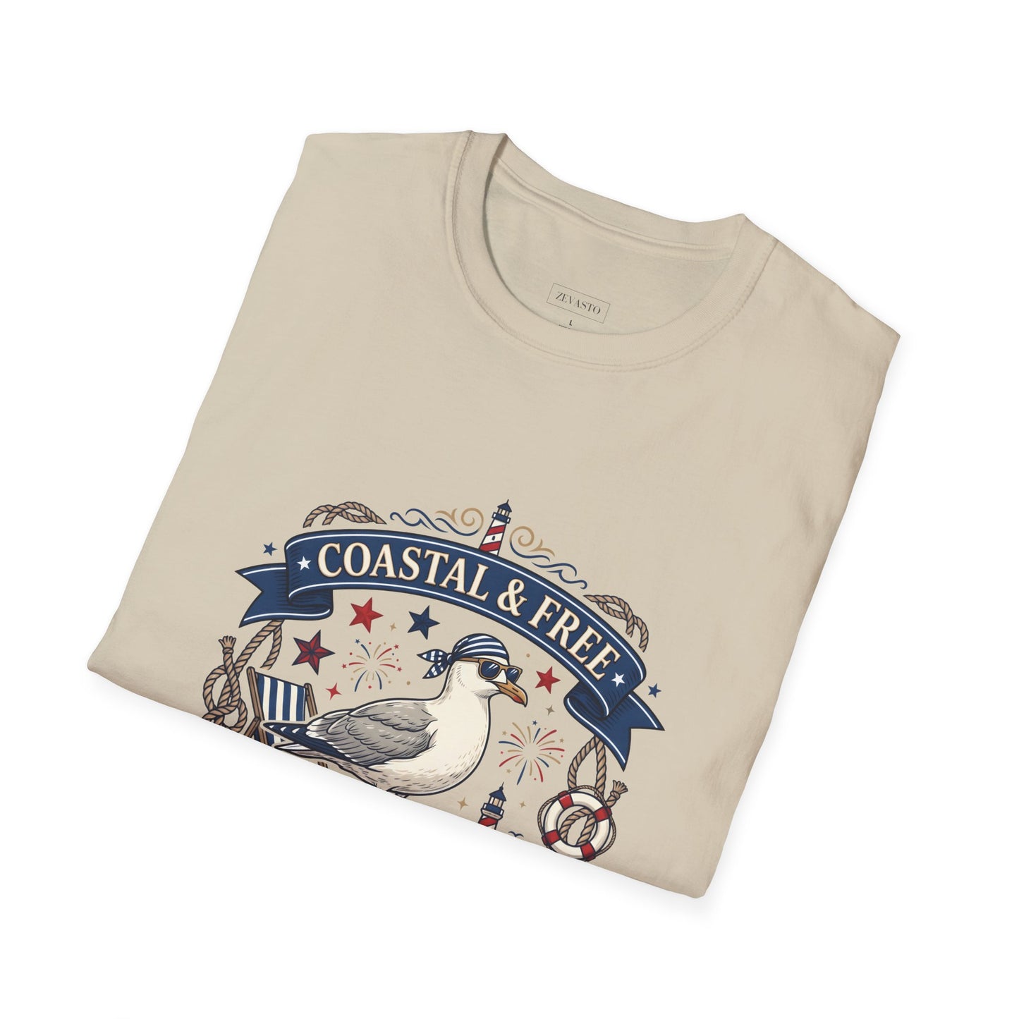Coastal & Free Seagull T-Shirt — Patriotic 4th of July Tee