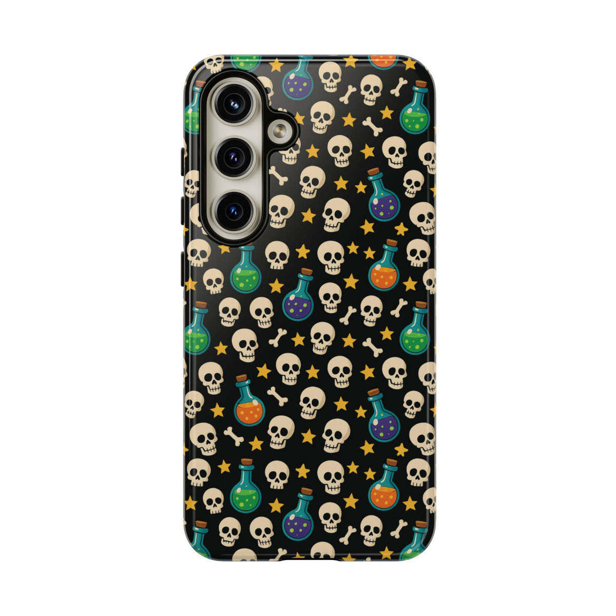 Skull & Potion Phone Case, Trendy Cell Phone Cover, Halloween Gift, Gothic Phone Accessory, Spooky Style Case, Tough Cases