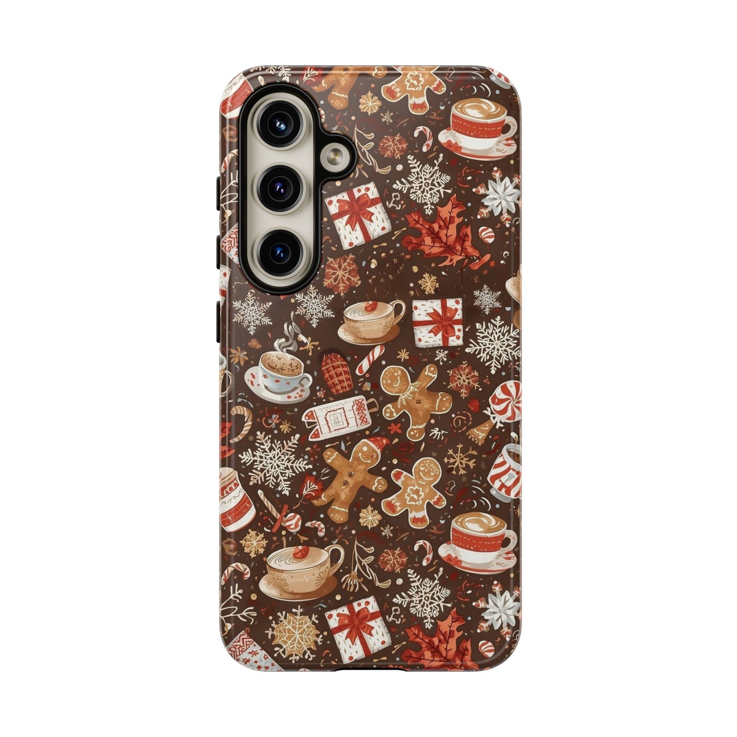 Christmas Phone Case, Festive Holiday Phone Case with Gingerbread and Cocoa Design for Iphone 17, 16, 15, 14, 13, 12, 11 & Samsung