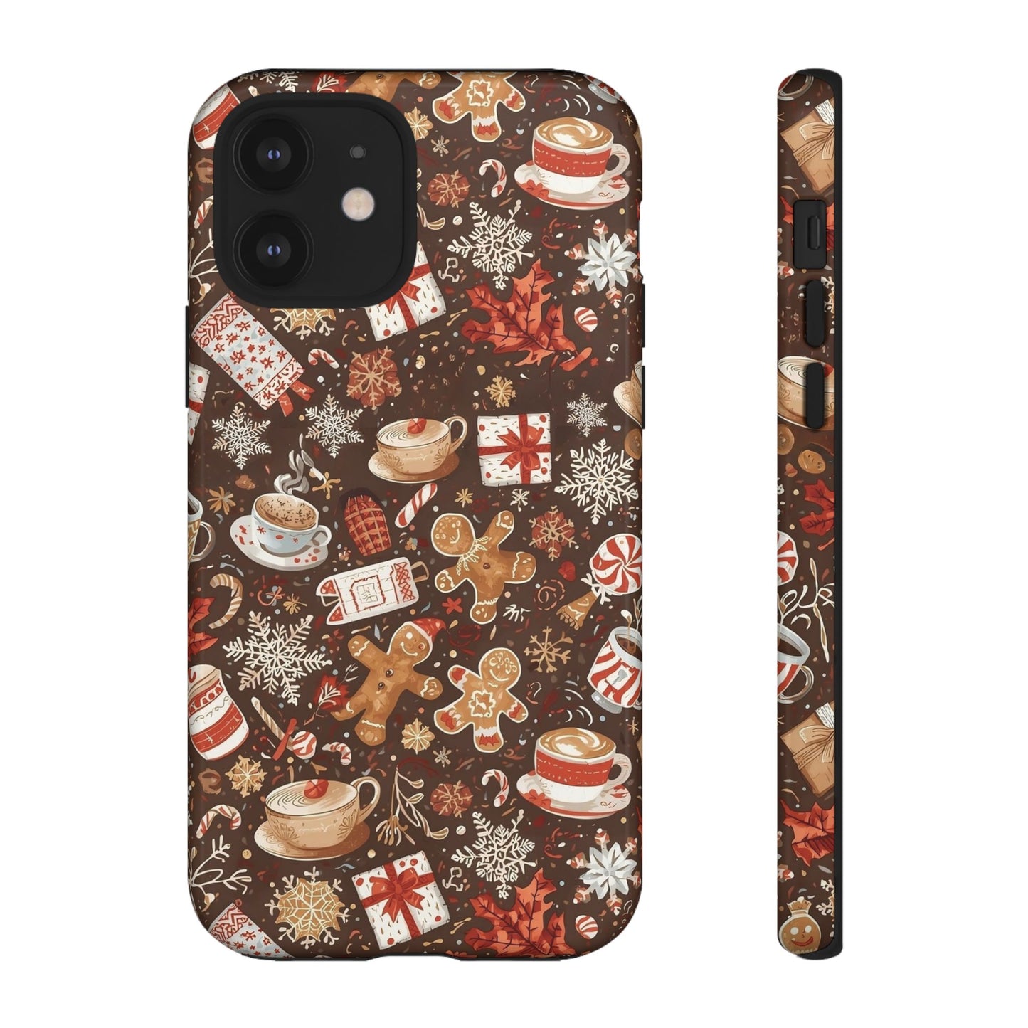Christmas Phone Case, Festive Holiday Phone Case with Gingerbread and Cocoa Design for Iphone 17, 16, 15, 14, 13, 12, 11 & Samsung
