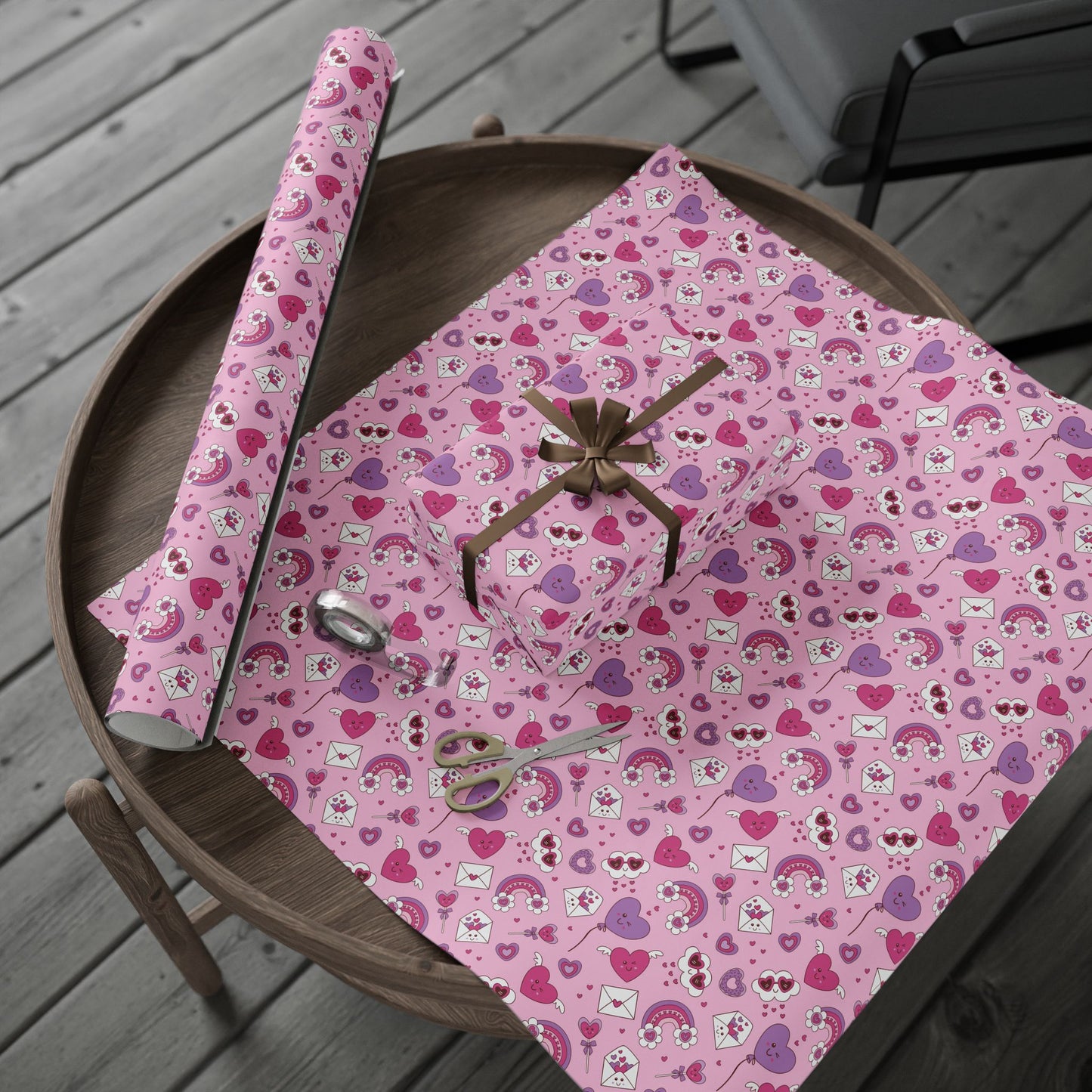 Valentine Pink Hearts & Love Notes Wrapping Paper Roll — Cute Romantic Gift Wrap