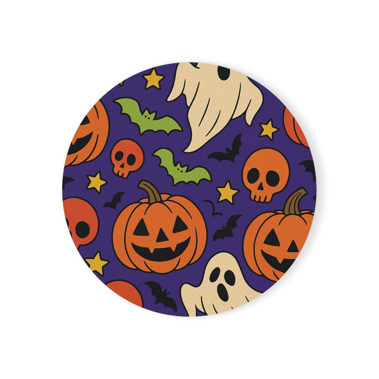 Halloween-Themed Coaster, Spooky Coaster Set, Ghost and Pumpkin Design