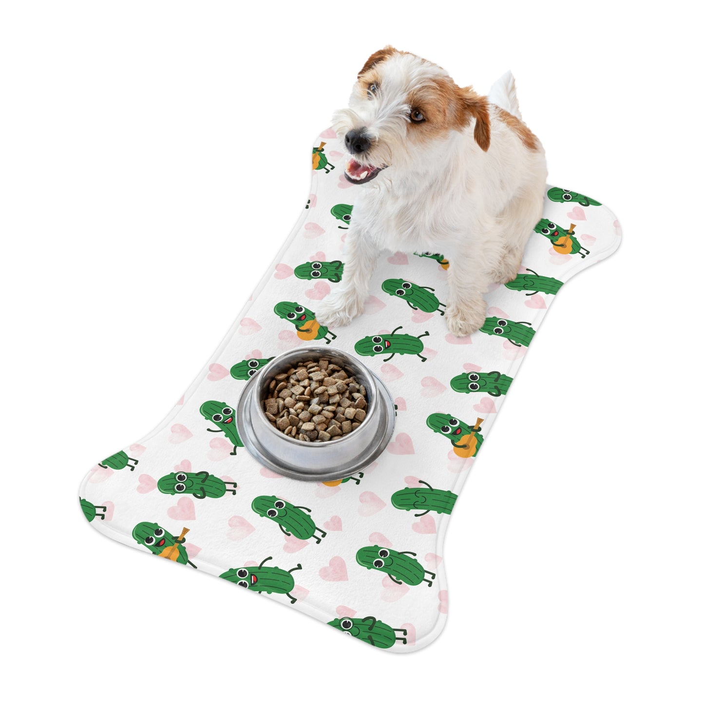 Pickle Pals Pet Feeding Mat — Cute Green Pickle Patterned Bowl Placemat